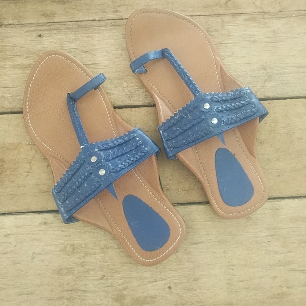 Handmade cobalt blue sandal thongs